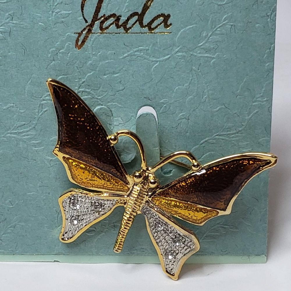 Jada Butterfly Enameled Brooch with Rhinestons